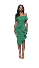 Betsy & Adam Women's Xscape Women's Scuba V-Neck Off The Shoulder Dress 6P