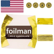 Foil Wrapper - Pack of 100 Candy Bar Wrappers with Thick Paper Backing - Fold...