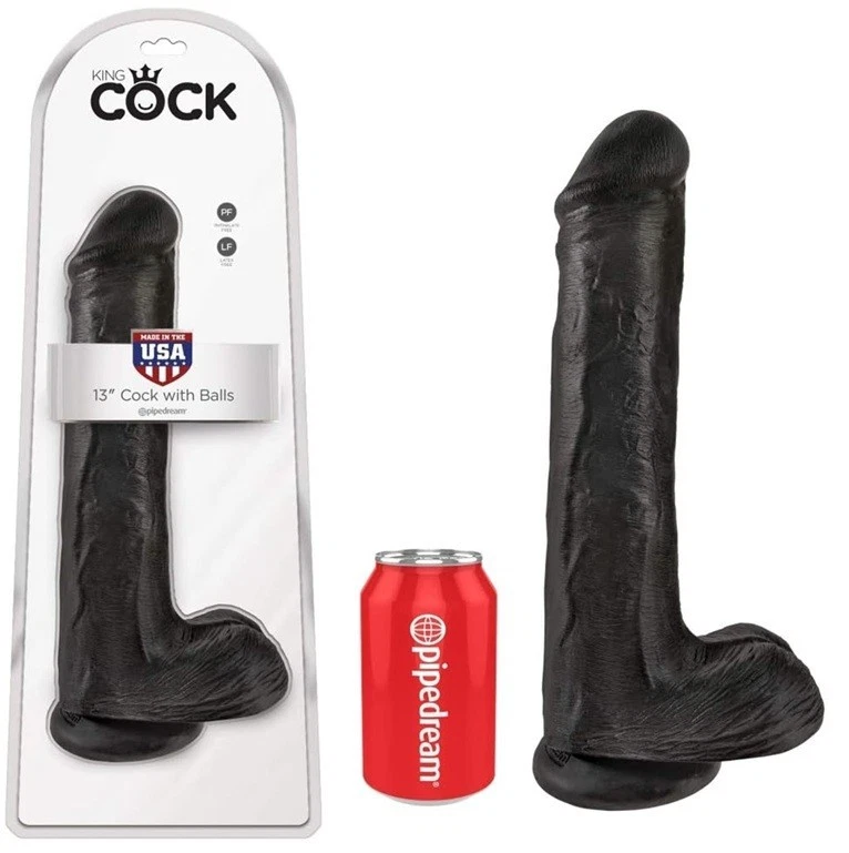 King Cock 13 Inch Dildo Ultra Black with Suction Cup Huge Unisex Sex Toy - Image 1 of 4