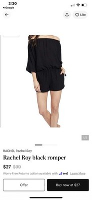 Rachel Rachel Roy Women's S Black Romper Shorts Jumper Semi Sheer Pockets 