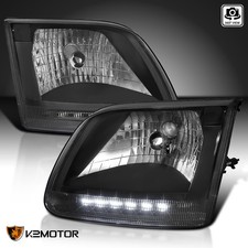 Black Fits 1997-2003 Ford F150 97-02 Expedition Led Strip Headlights Leftright