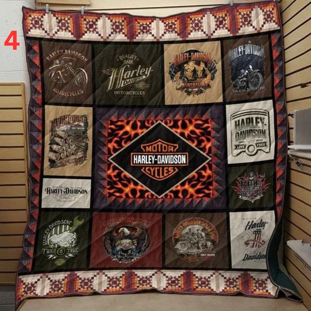 Haarleyy Davidson Motorcycle Fleece Quilt Blanket