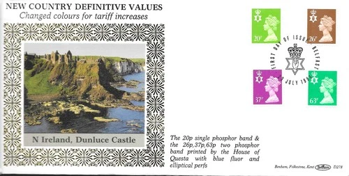 1996 New Northern Ireland Definitives, Benham D278 FDC, FDI Belfast SpHS