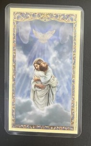 New Laminated Holy Card Safely Home Jesus Hugs A Soul Memory After Death