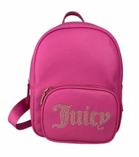 Juicy Couture Hot Pink Faux Leather Mini Backpack With Adjustable Logo Straps
