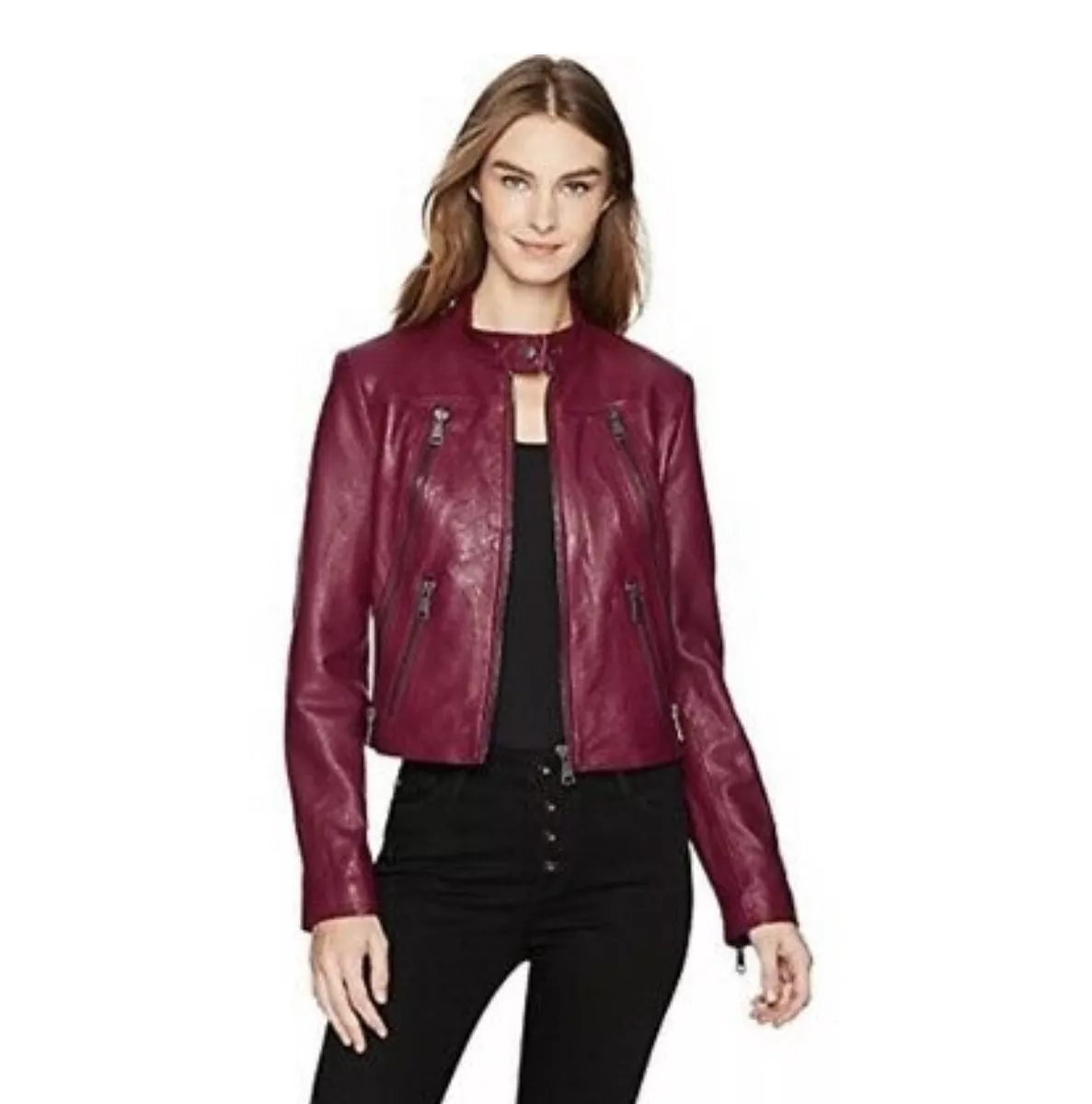 Bagatelle pebbled leather biker best sale jacket