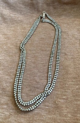 Double Row Rhinestone Chain Double Row Rhinestone Chain Necklace Silver Tone C120-31 | eBay