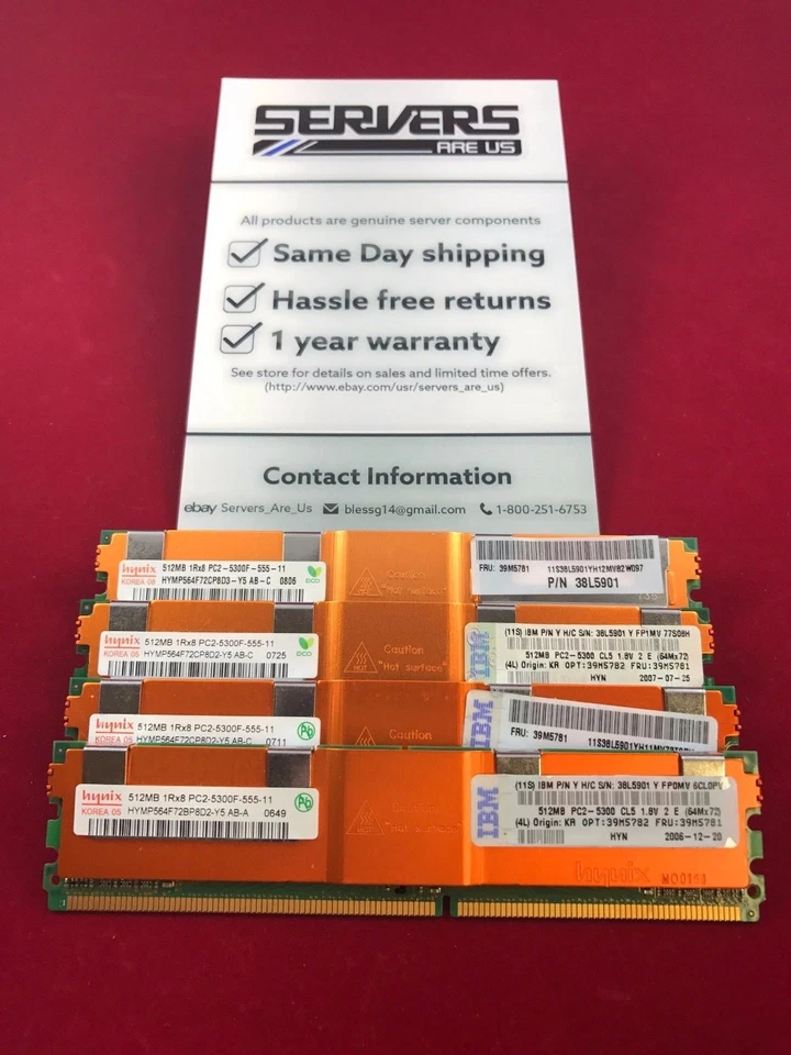 IBM 1GB 2x512MB Memory Kit 39M5782 DDR2 PC2-5300 Server - Image 2 of 4