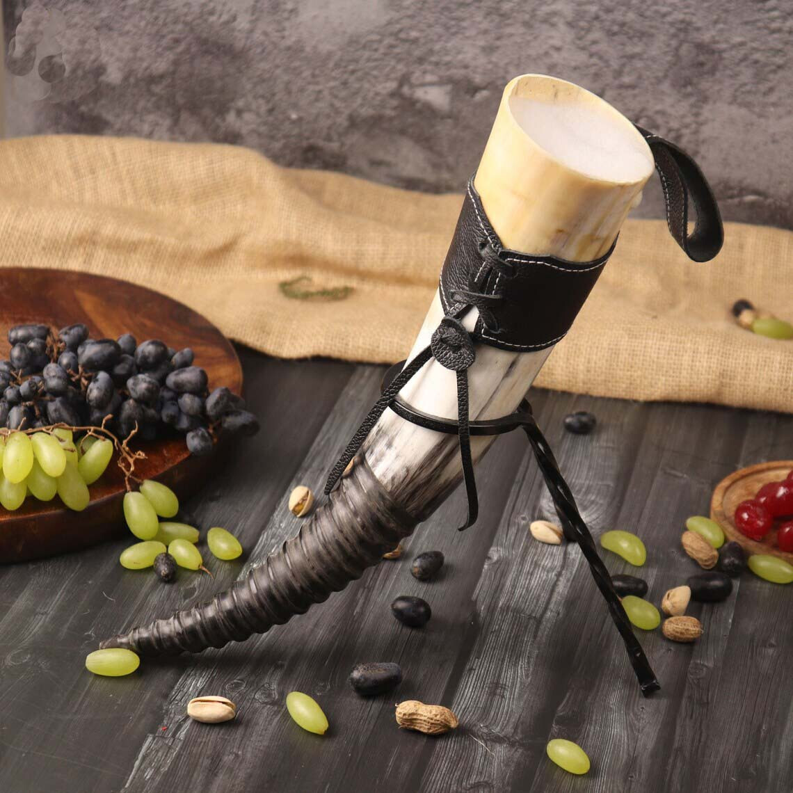Cuerno de beber vikingo - Juego de 3 regalos para hombres y mujeres | Seguro para alimentos | Único y manual