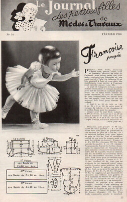 Page De Magazine Modes Et Travaux Février 1954 Avec Patron Mini Poupée Françoise