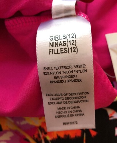 Breaking Waves Girls Palm Sketch One-Piece Swimsuit Size 12 17 - Picture 6 of 6