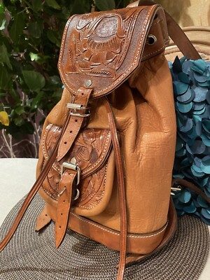 バッグ VTG JPG Tooled Leather Backpack VTG JPG Tooled Leather Backpack