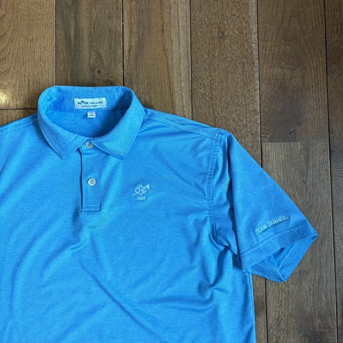 Boys Peter Millar Summer Comfort Golf Polo Shirt "Team Tarheel" Blue sz L 11-12 - Picture 2 of 9