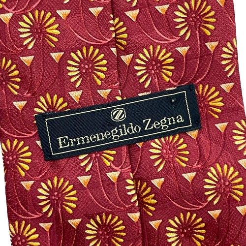 Ermenegildo Zegna Men's Necktie Tie 3.5" Silk Rust Floral - Picture 4 of 5