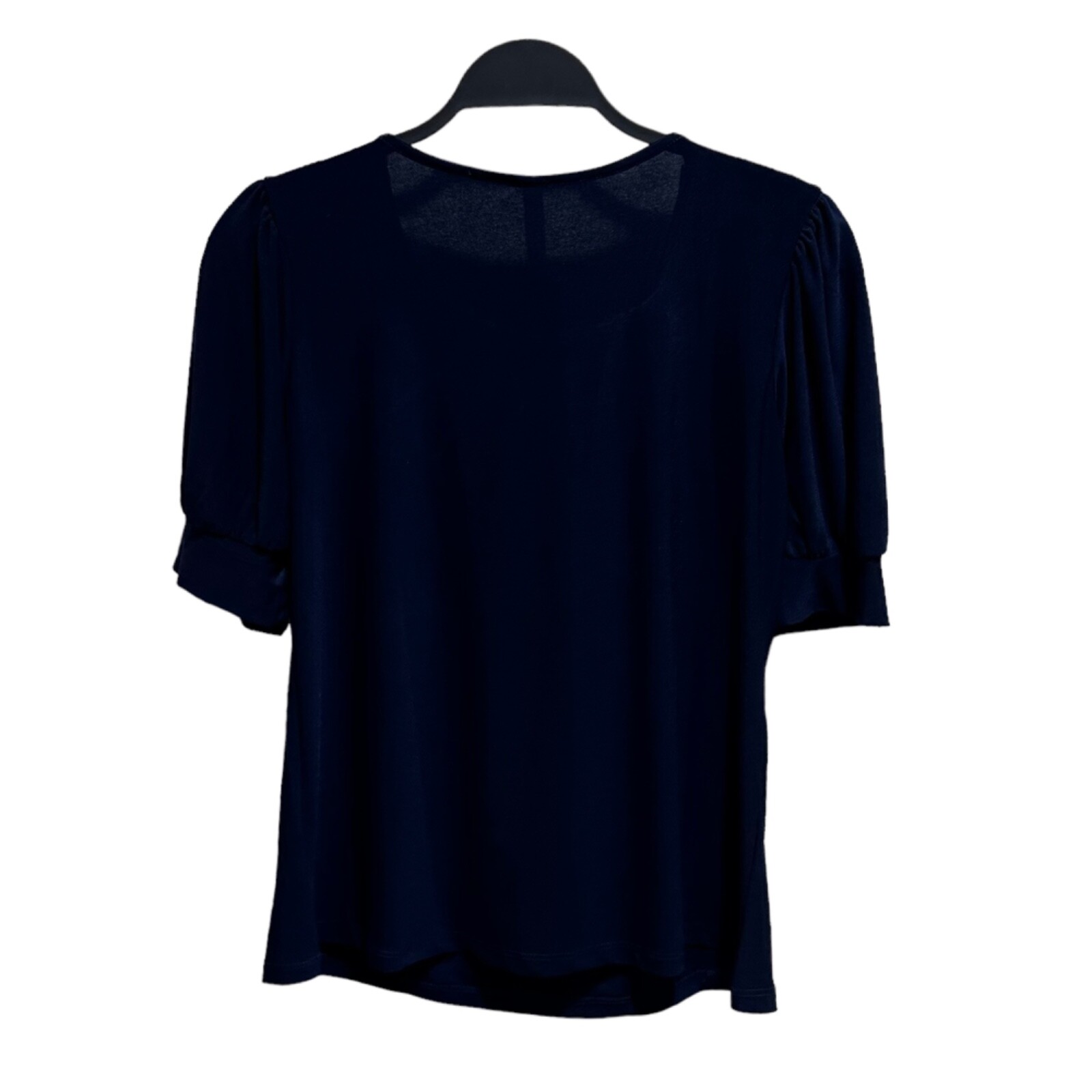NY Collection Women's Size S Navy Blue Short Sleeve Balloon Sleeve Top NWT