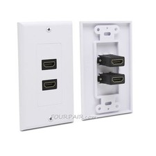 2-Port Dual HDMI Wall Face Plate Panel Cover Outlet 1080P 4K ARC HDR White