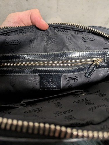 Gucci Pop Bamboo Dialux Coated Canvas Top Handle Shoulder Bag Black 190256 - Picture 12 of 17