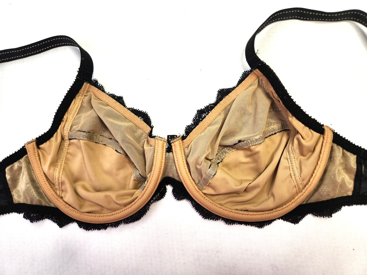 Chantelle Minimizer underwired non padded Black Lace Bra Sz 36C View 3