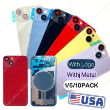 For iPhone 14 15 Plus Back Glass Replacement Big Hole Rear Cover With Metal Lot