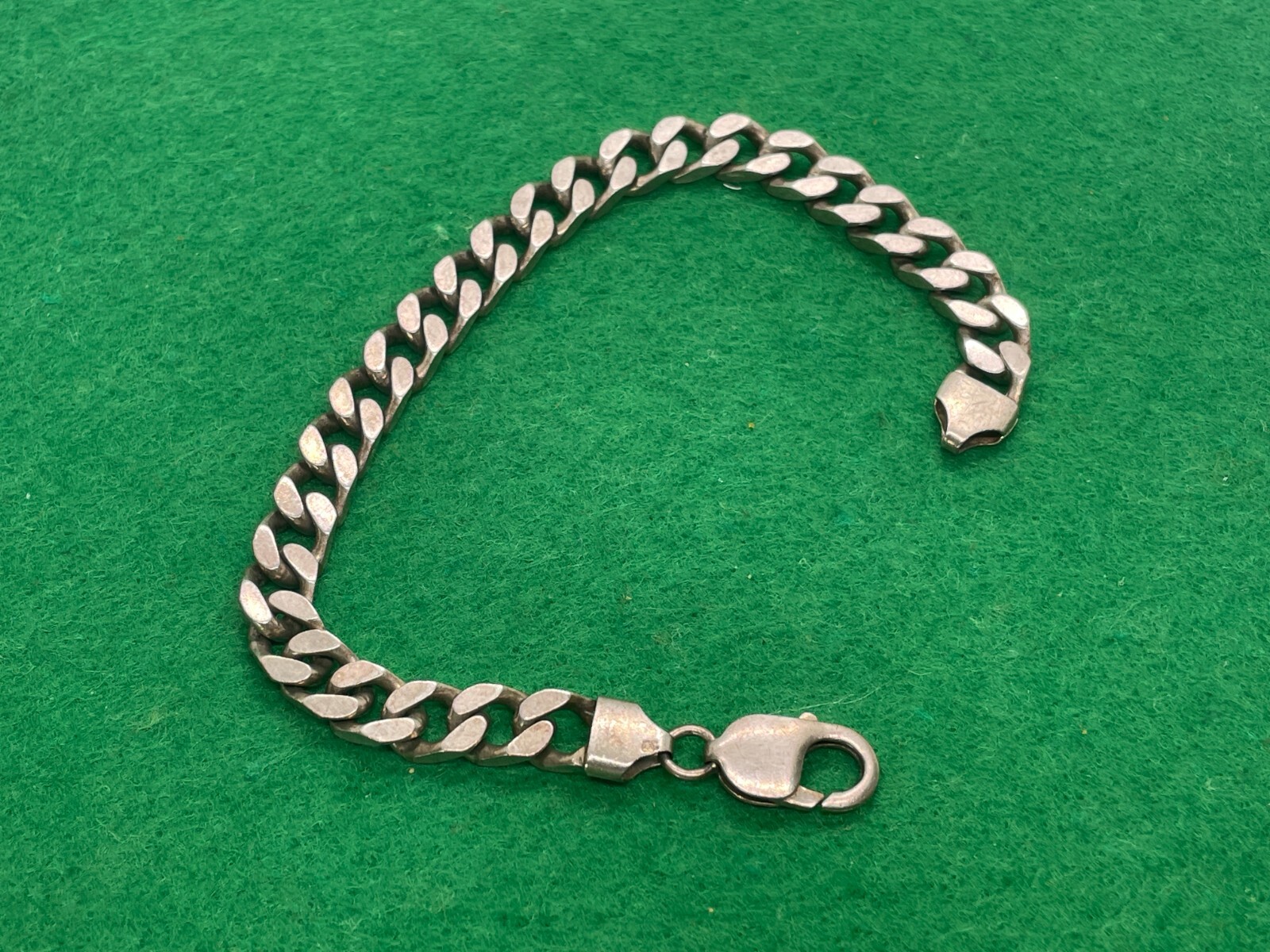SOLID STERLING SILVER FLAT CURB LINK BRACELET 33.… - image 1