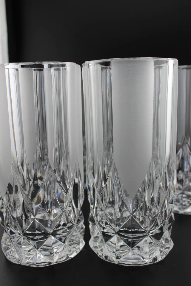 Royal Crystal Rock Opera Highball vasos de té helado diseño de panel grabado Italia  Foto 3 de 4