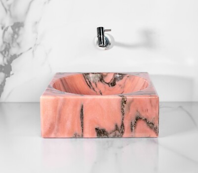 Rose Bahia Square Marble Sink   with a free marble soap dispenser