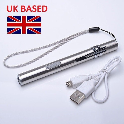 Super Bright Led USB Rechargeable Pen Pocket Torch Lamp - Picture 1 of 10