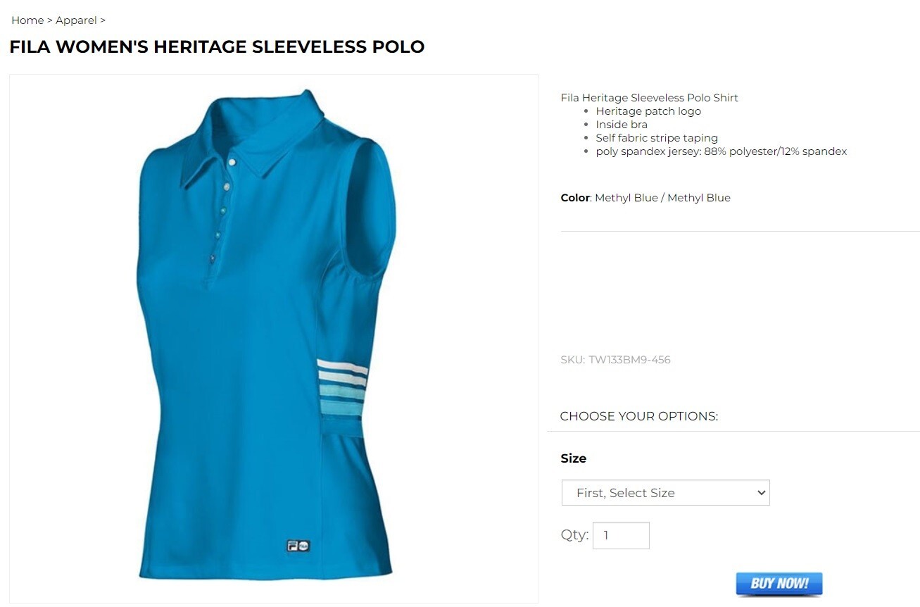 Fila Heritage Polo Tank Top Size Large Methyl Blue Sleeveless Shirt image 6