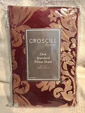 Croscill Home Antonia Standard Pillow Sham Merlot Red Gold Brocade 27”x21”NEW!