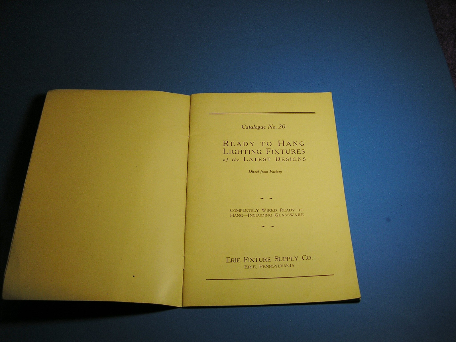 Erie, Pa 1920 Erie Fixture Supply Co. Electric Lighting Fixtures eBay