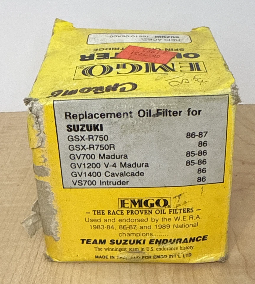 Filtro de aceite Emgo vintage Suzuki GSX-R750 Madura Intruder cartucho giratorio cromado Foto 2 de 4