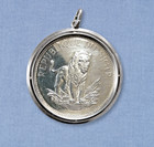 LION- Pièce en argent du Niger de 1968, montée en pendentif original-