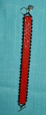Red Handmade Beaded Bracelet with Delicate Black Accents- 7 inches