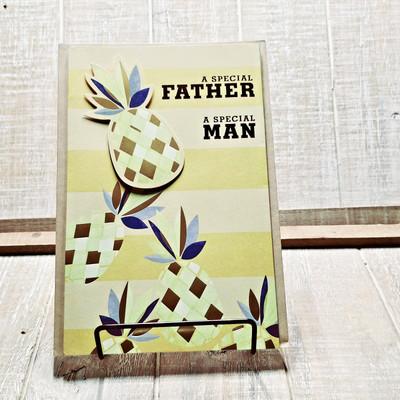 American Greetings Father's Day Card 6x8 Special Man Pineapple Tropical Gold