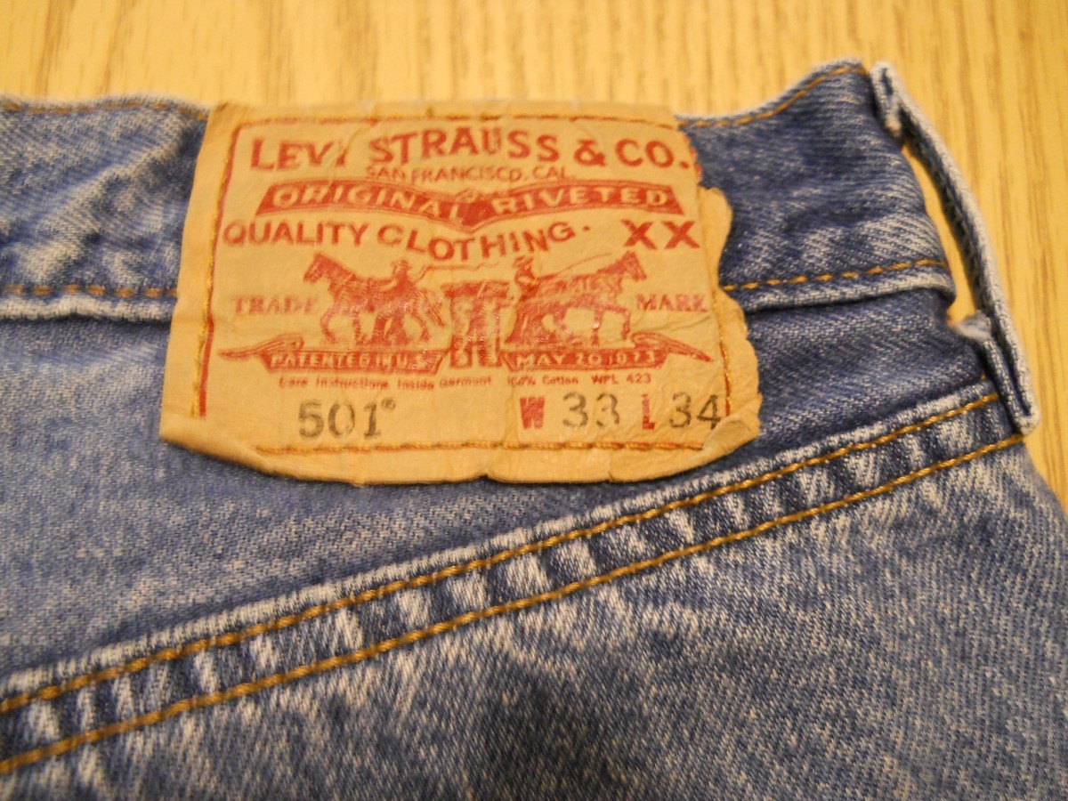 Levi 501 Blank Red Tag Button Fly Men Denim Jeans 33 x 34