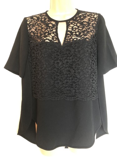 Whistles Top Blouse Lace Occasion black UK 12 M Workwear Office Busines - Picture 2 of 9