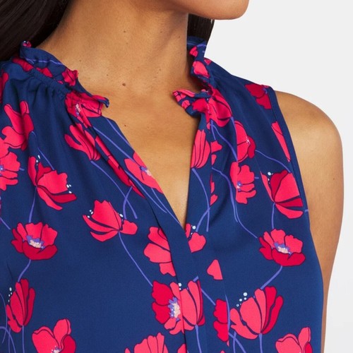 Top Orlee 41 Hawthorn Sin Mangas Volantes Cuello - Azul/Rojo Nuevo con Etiquetas Talla Pequeña XS - Imagen 3 de 9