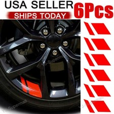 6pcs Universal Car Wheel Rim Red Sticker Reflective Vinyl Decal Mark For 16-21