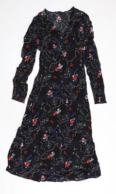 Marks & Spencer Damen Schwarz Viskosemischung A-Linie Größe 10 V-Ausschnitt Krawatte