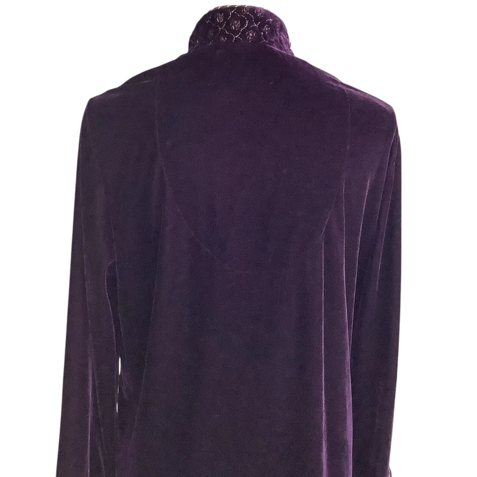 Camisón largo vintage de terciopelo abrigo bata púrpura dorado para mujer S 1/2 cremallera Foto 4 de 4