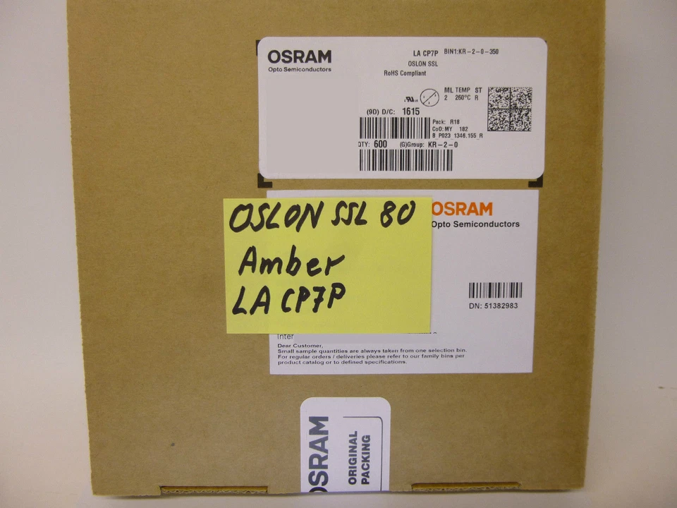 10 pieces OSRAM OSLON® SSL 80 COLOR LED AMBER 1W HIGH POWER 3030 LA CP7P  - Image 3 of 4