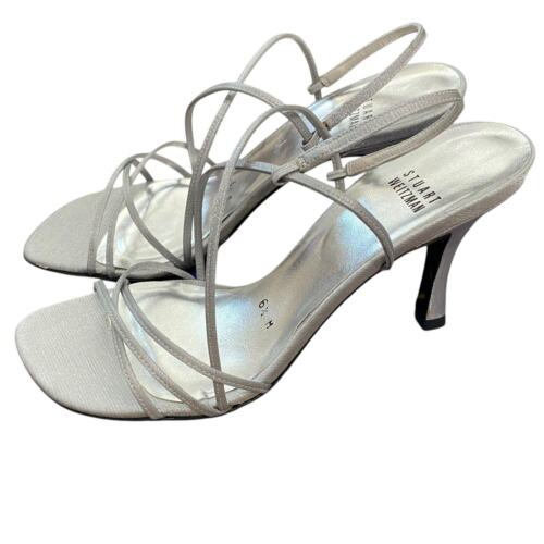 New Stuart Weitzman Silver Converge Heels Sz 6.5 Retail $210