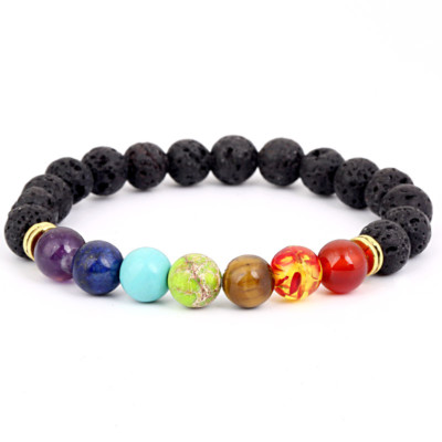 Blessaro Seven Chakra Healing Beaded Bracelet Natural Lava Stone Diffuser Bracelet At ₹ 99/piece | Beaded Bracelet In Julana | ID: 23468156688 - Foto 5
