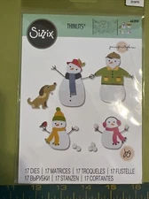 SIZZIX THINLITS 17 DIES ~ SNOW MAN FAMILY DOG SNOWBALLS SNOWMAN ~ 665959
