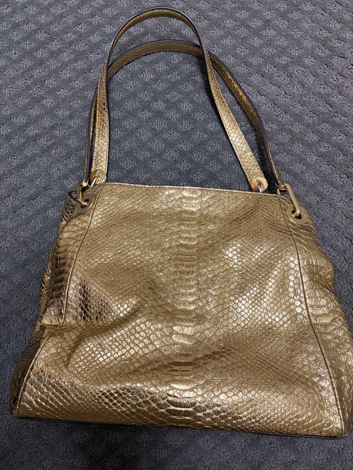 Michael Kors Metallic Gold Python Embossed Leathe… - image 14