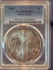 2000 P Proof $1 American Silver Eagle Dollar PCGS Graded MS67 on 03/2026 Toned