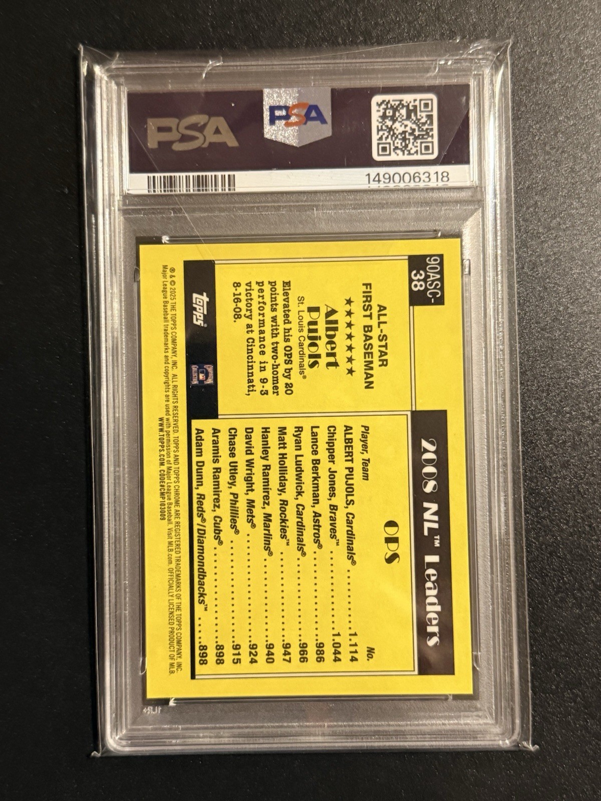 2025 Topps Silver Pack Albert Pujols All Star Gold /50 PSA 10  view 3