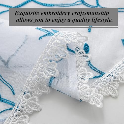 Beda Home Tassel Embroidery Sheer Curtain Valance for Kitchen Living Room; - Picture 4 of 6