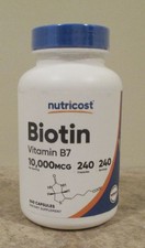 Nutricost Biotin - Vitamin B7 - 10,000mcg - 240 Capsules - Exp 01/2027