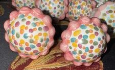 Mackenzie Childs Majolica 1.5 ”  Dot Pink Set Of 2 Knobs Pulls +Hardware